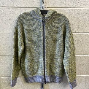 New with tags. Anne Claire grey/lime combo zip up hooded cardigan with metallic
